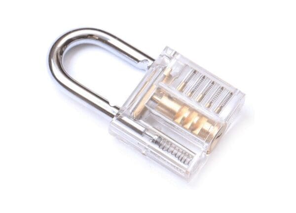 A Clear Practice Padlock (Small) on a white background.