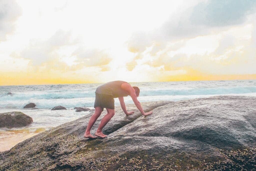 Water man at ocean