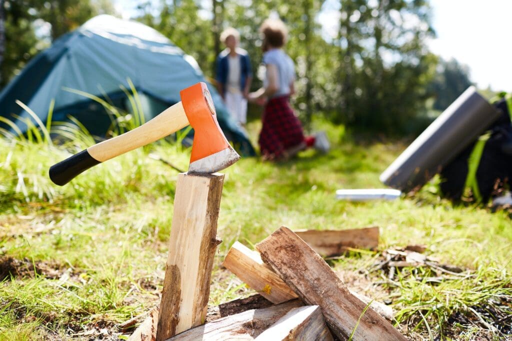 Axe in firewood