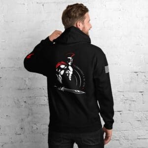 man, black Premium MWC Hoodie, image, sword