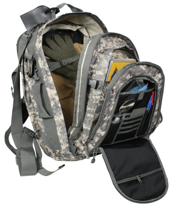 Camouflage backpack.