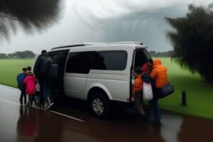 Family Packing in Storm for bug out drill