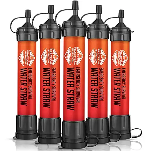 5 High Capacity Emergency Survival Water Straws