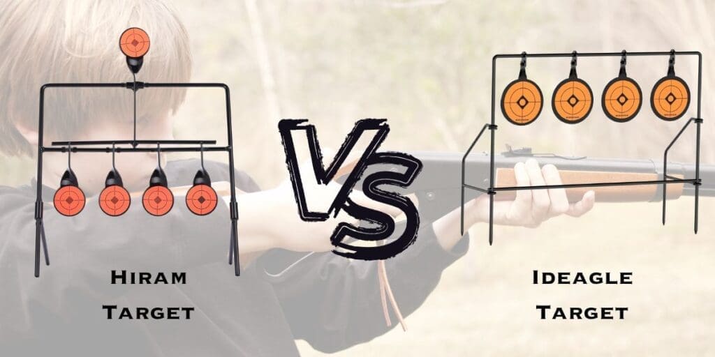 Person practicing archery with two different types of targets depicted for comparison.