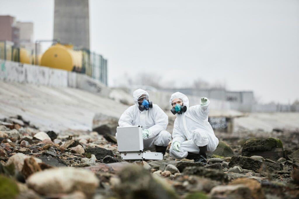 People at Industrial Disaster Site